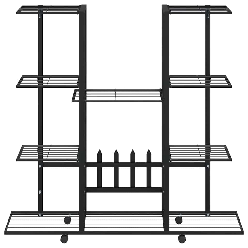 vidaXL Flower Stand | Black | Powder-coated iron | 94.5x24.5x91.5 cm | Rollable 5