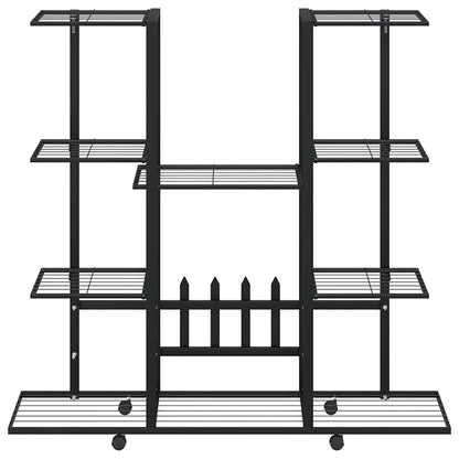 vidaXL Flower Stand | Black | Powder-coated iron | 94.5x24.5x91.5 cm | Rollable 5