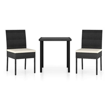 5 Piece Outdoor Dining Set with Cushions Poly Rattan Black 70 cm table length 2