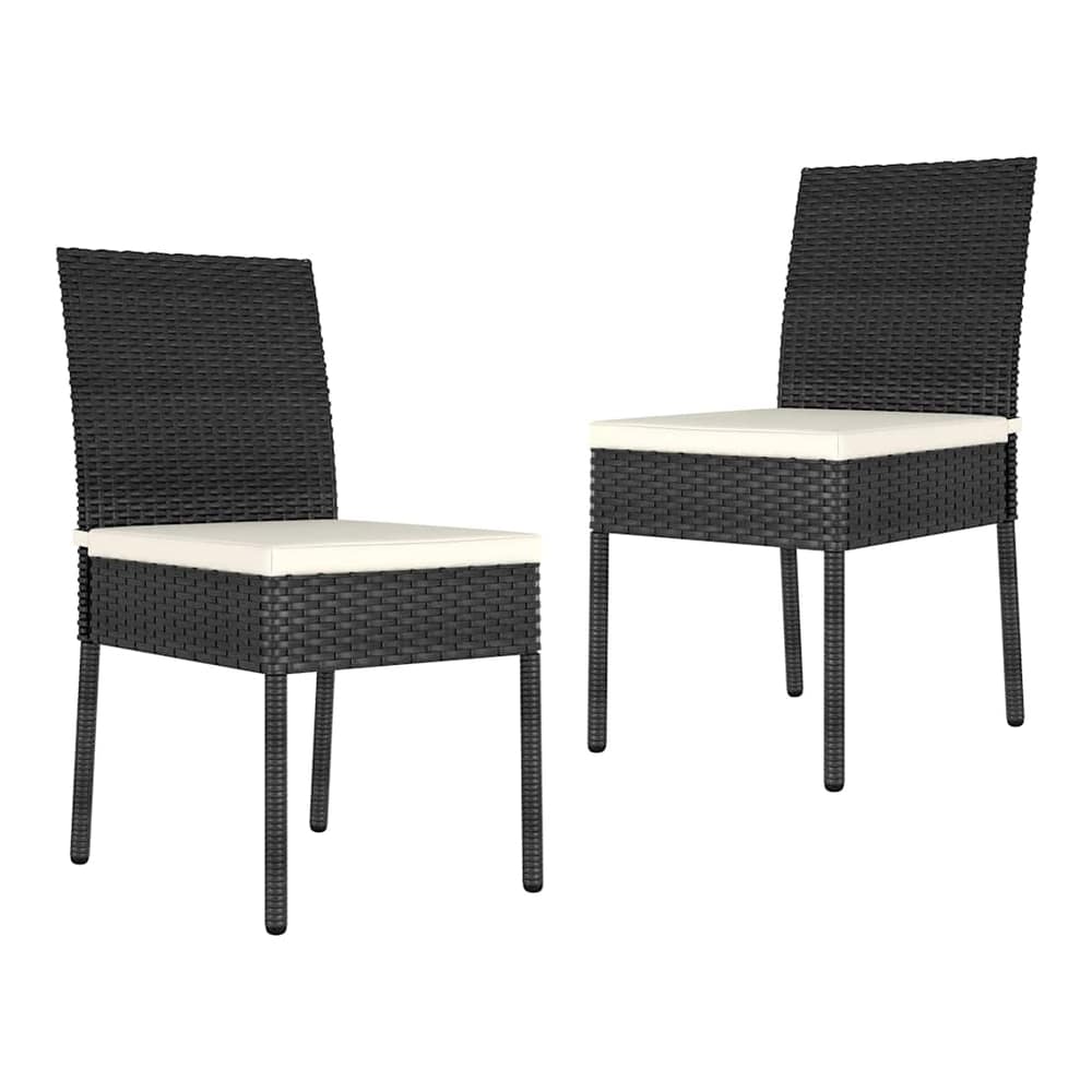 5 Piece Outdoor Dining Set with Cushions Poly Rattan Black 70 cm table length 2