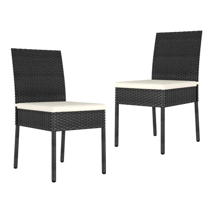 5 Piece Outdoor Dining Set with Cushions Poly Rattan Black 70 cm table length 2