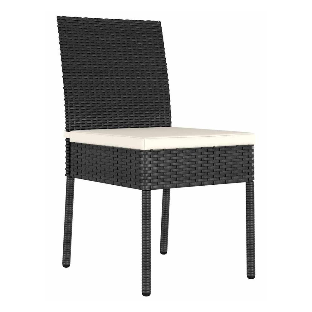 5 Piece Outdoor Dining Set with Cushions Poly Rattan Black 70 cm table length 2