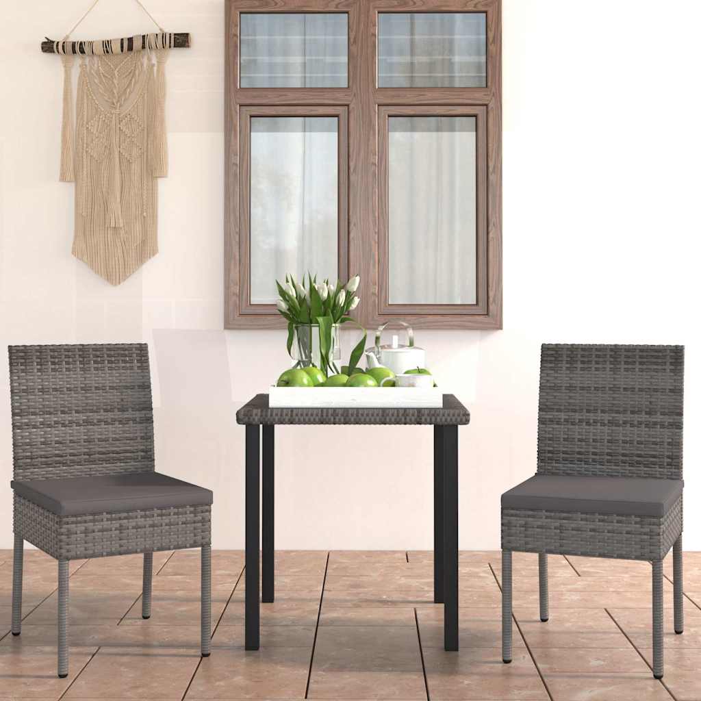 5 Piece Outdoor Dining Set with Cushions Poly Rattan Grey 70 cm table length 2