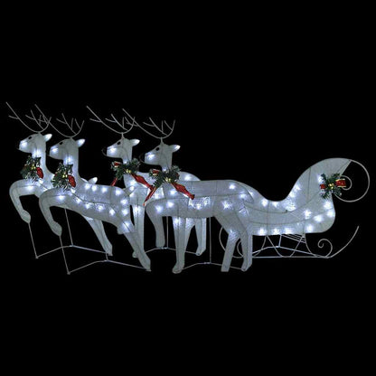 vidaXL Reindeer And Sleigh Christmas Decoration | Set of 4 | White | Mesh, Metal 2