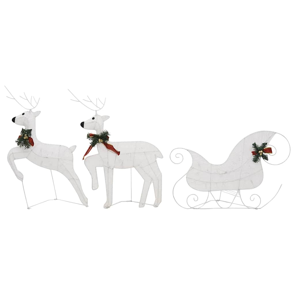 vidaXL Reindeer And Sleigh Christmas Decoration | Set of 4 | White | Mesh, Metal 5