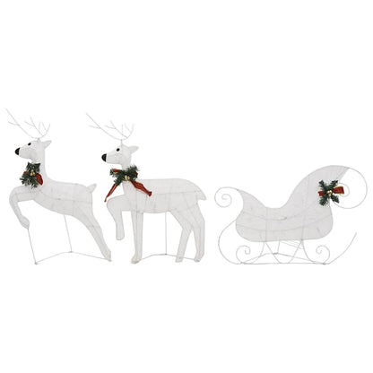 vidaXL Reindeer And Sleigh Christmas Decoration | Set of 4 | White | Mesh, Metal 5