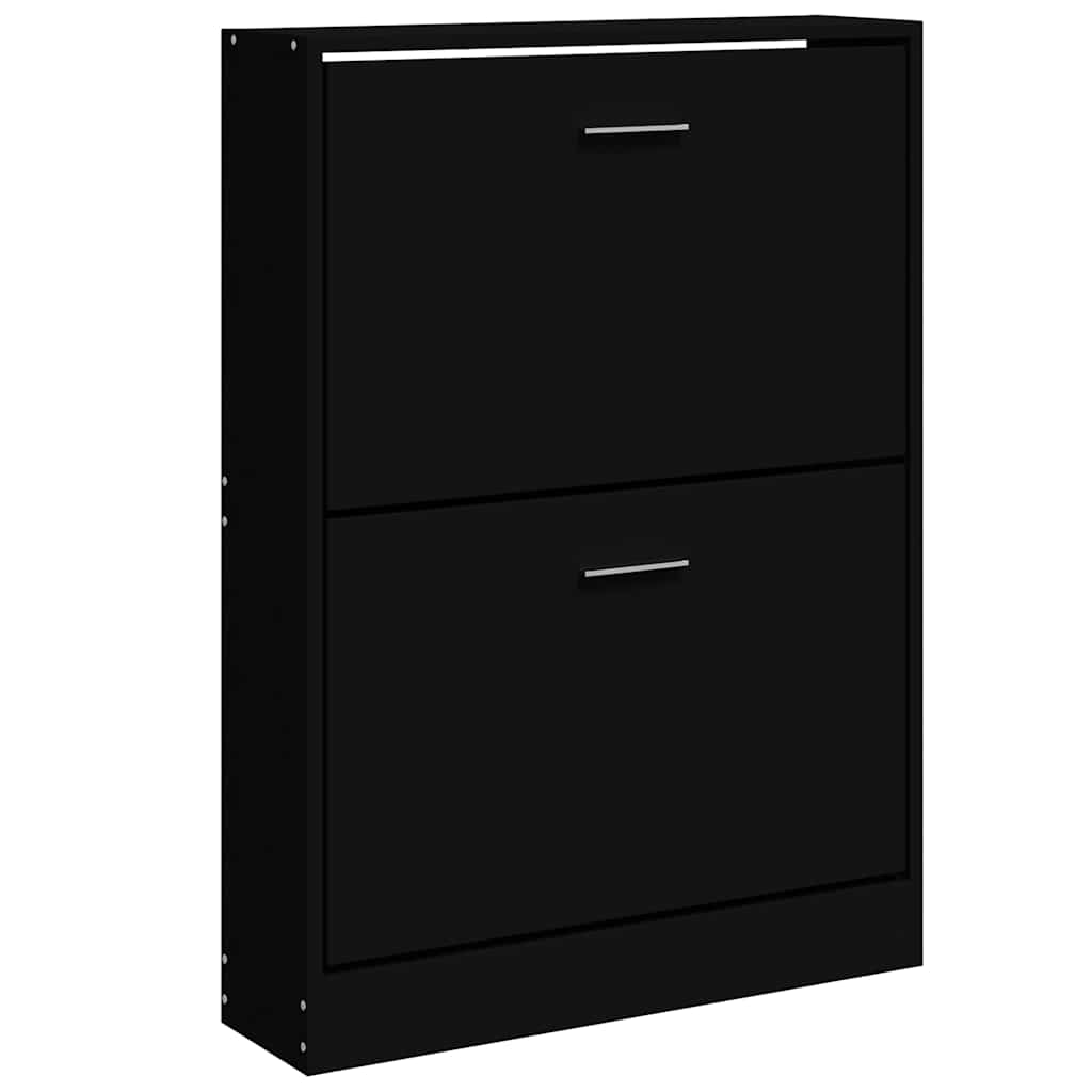 vidaXL Shoe Cabinet Black 59x17x81 cm Engineered Wood 2
