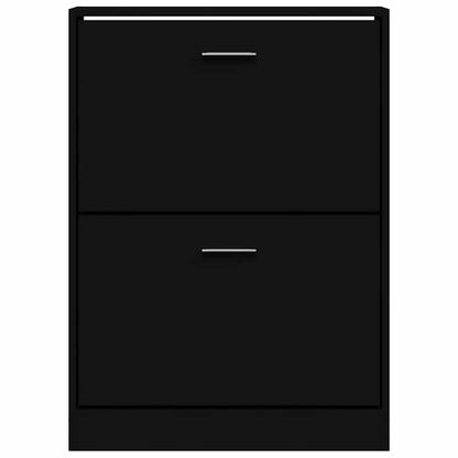 vidaXL Shoe Cabinet Black 59x17x81 cm Engineered Wood 4