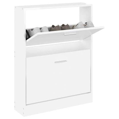 vidaXL Shoe Cabinet High Gloss White 59x17x81 cm Engineered Wood 3