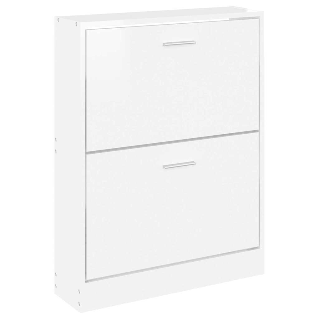 vidaXL Shoe Cabinet High Gloss White 59x17x81 cm Engineered Wood 4