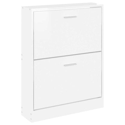 vidaXL Shoe Cabinet High Gloss White 59x17x81 cm Engineered Wood 4