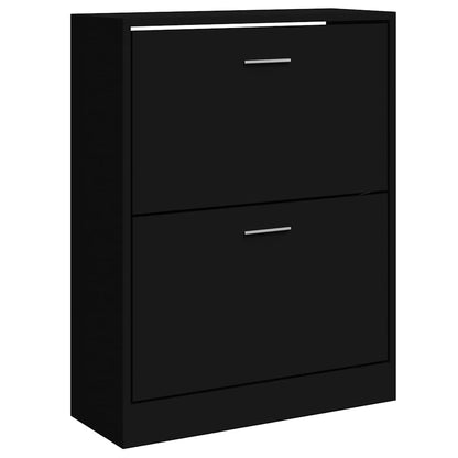 vidaXL Shoe Cabinet Black 63x24x81 cm Engineered Wood 2