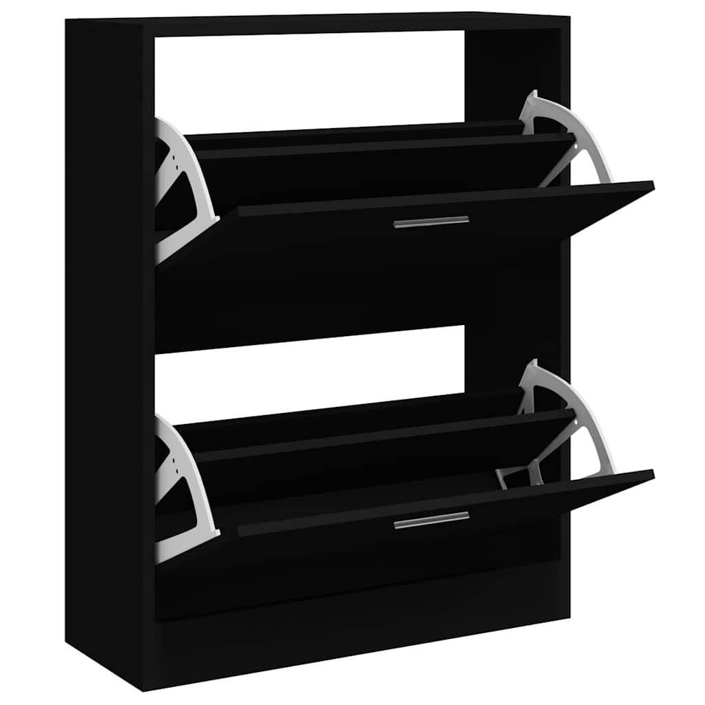 vidaXL Shoe Cabinet Black 63x24x81 cm Engineered Wood 3