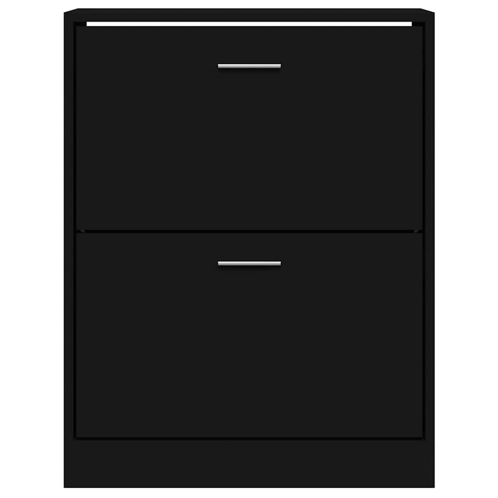 vidaXL Shoe Cabinet Black 63x24x81 cm Engineered Wood 4