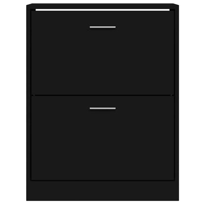 vidaXL Shoe Cabinet Black 63x24x81 cm Engineered Wood 4