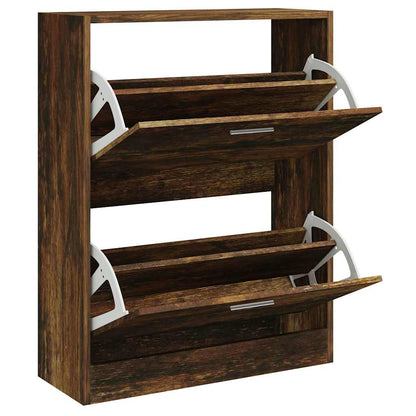 vidaXL Shoe Cabinet Smoked Oak 63x24x81 cm Engineered Wood 3