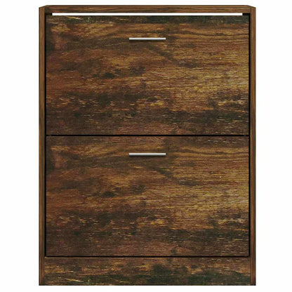 vidaXL Shoe Cabinet Smoked Oak 63x24x81 cm Engineered Wood 4