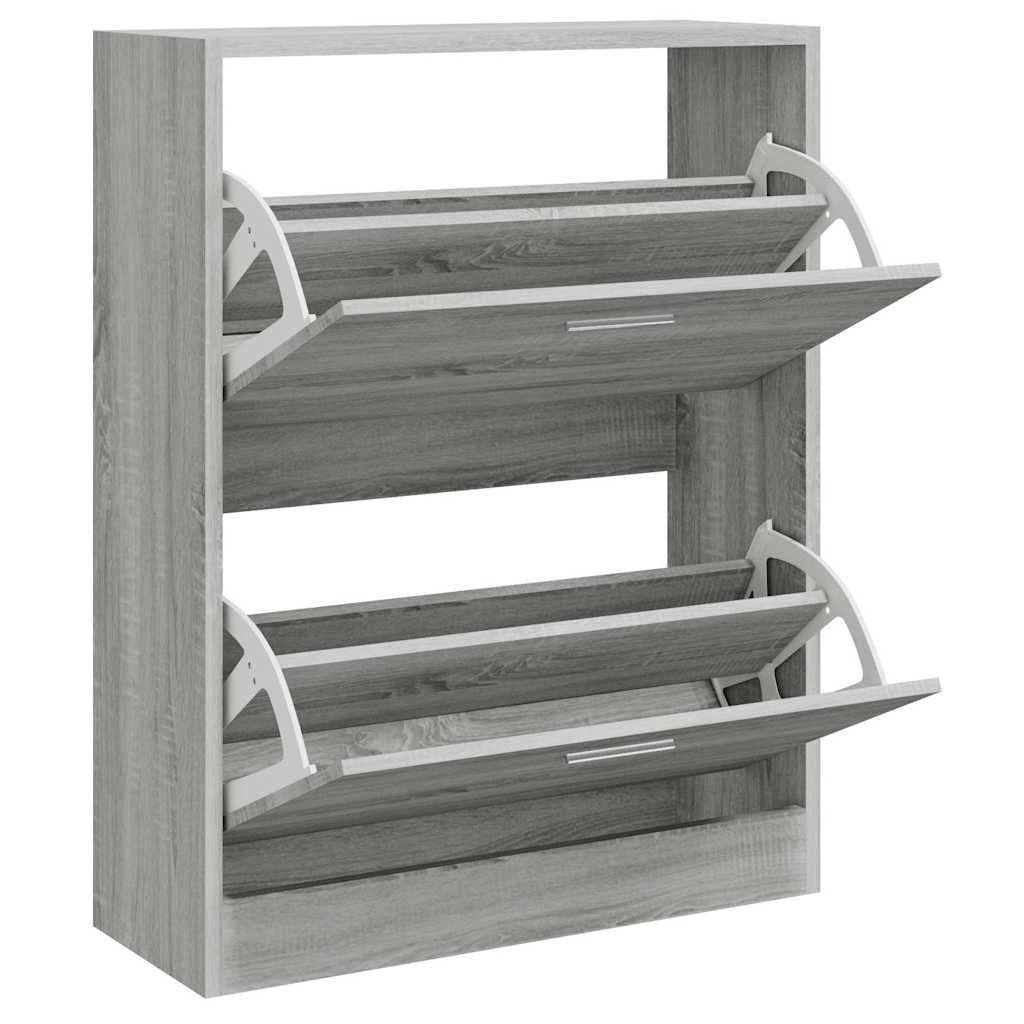 vidaXL Shoe Cabinet Grey Sonoma 63x24x81 cm Engineered Wood 3