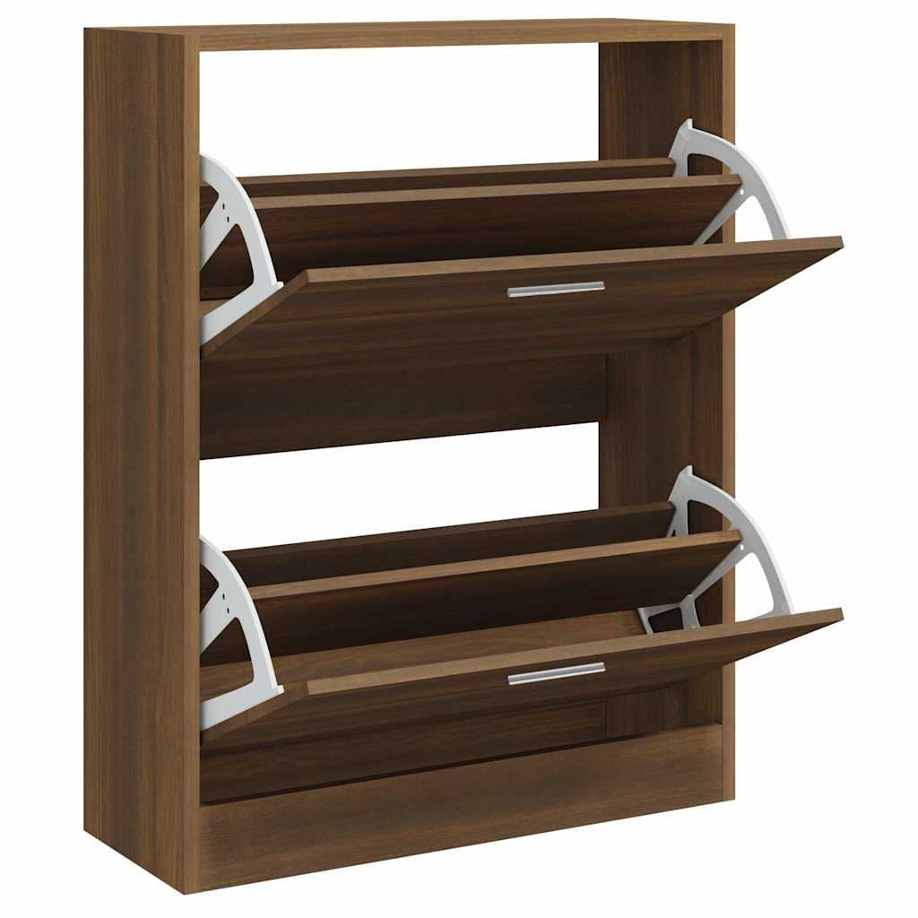vidaXL Shoe Cabinet Brown Oak 63x24x81 cm Engineered Wood 3