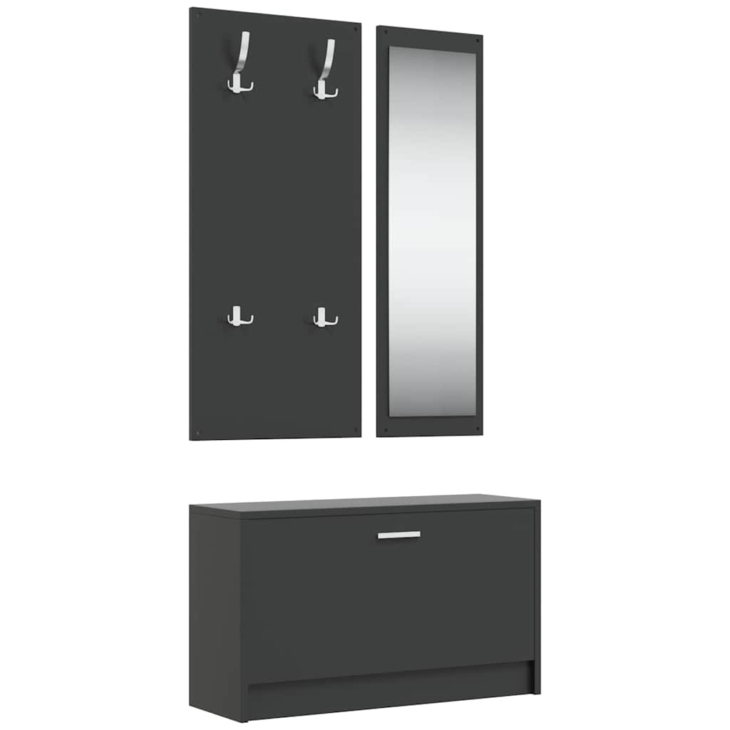 3-in-1 Shoe Cabinet Set Engineered Wood Black