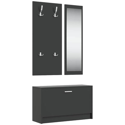 3-in-1 Shoe Cabinet Set Engineered Wood Black