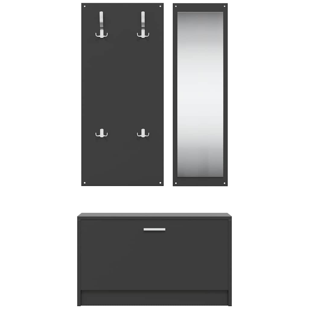 3-in-1 Shoe Cabinet Set Engineered Wood Black
