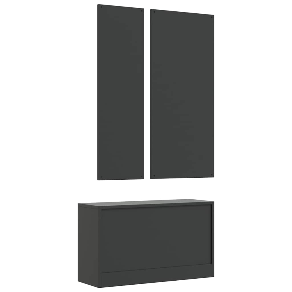 3-in-1 Shoe Cabinet Set Engineered Wood Black