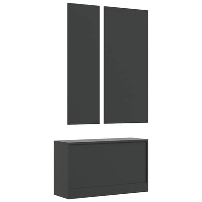 3-in-1 Shoe Cabinet Set Engineered Wood Black