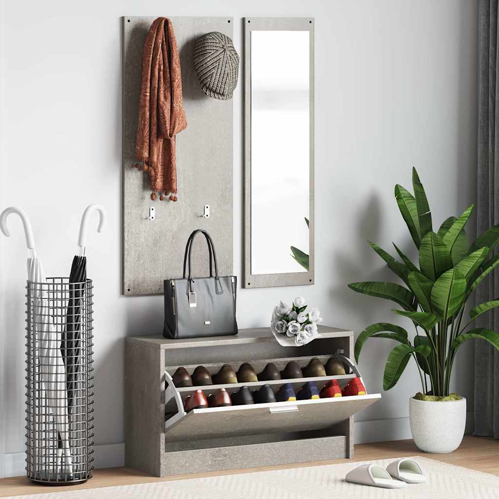 3-in-1 Shoe Cabinet Set Engineered Wood Concrete grey