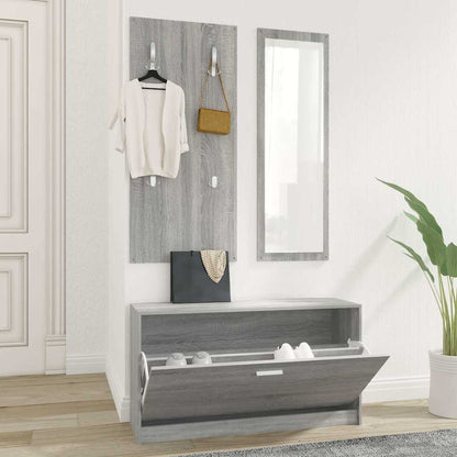 3-in-1 Shoe Cabinet Set Engineered Wood Grey sonoma