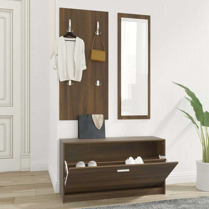 3-in-1 Shoe Cabinet Set Engineered Wood Brown oak