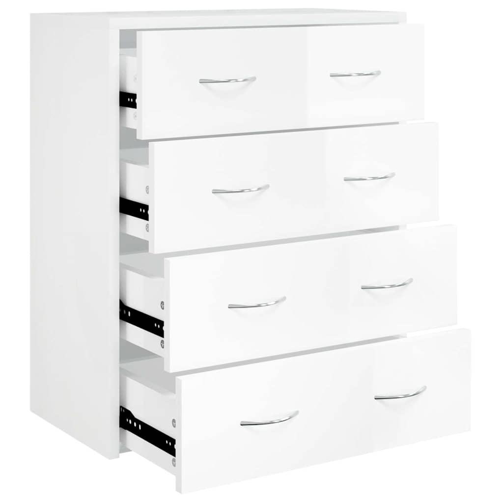 Sideboard with 4 Drawers 60x30,5x71 cm High gloss white