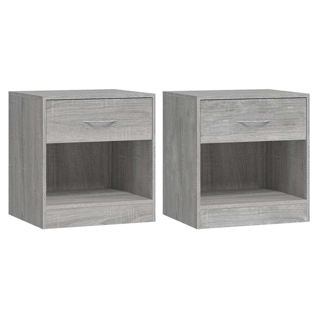 vidaXL Bedside Cabinets 2 pcs with Drawer Grey Sonoma 2