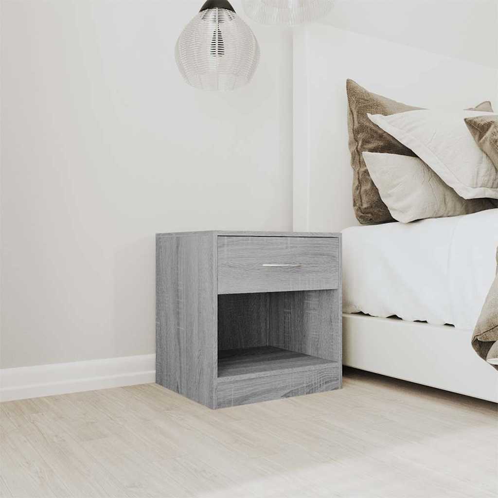 vidaXL Bedside Cabinets 2 pcs with Drawer Grey Sonoma 3