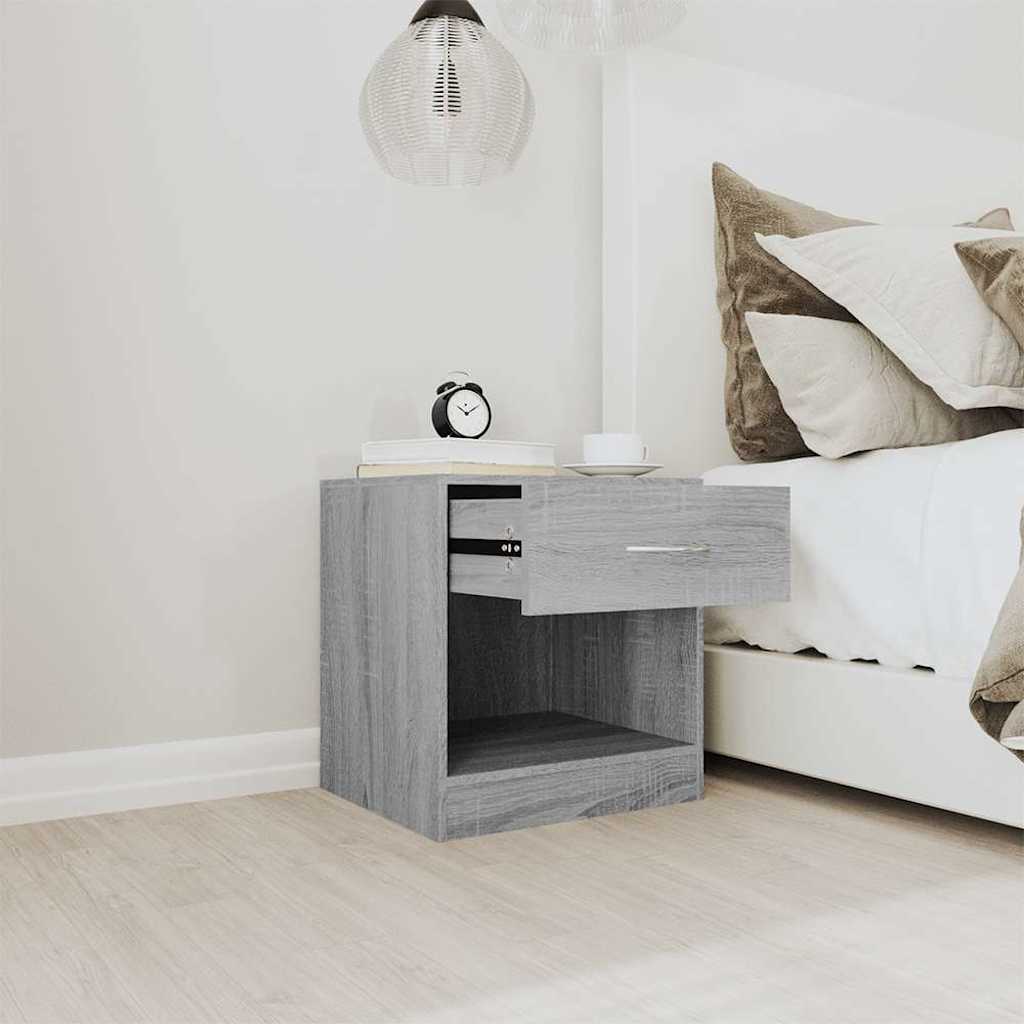 vidaXL Bedside Cabinets 2 pcs with Drawer Grey Sonoma 4