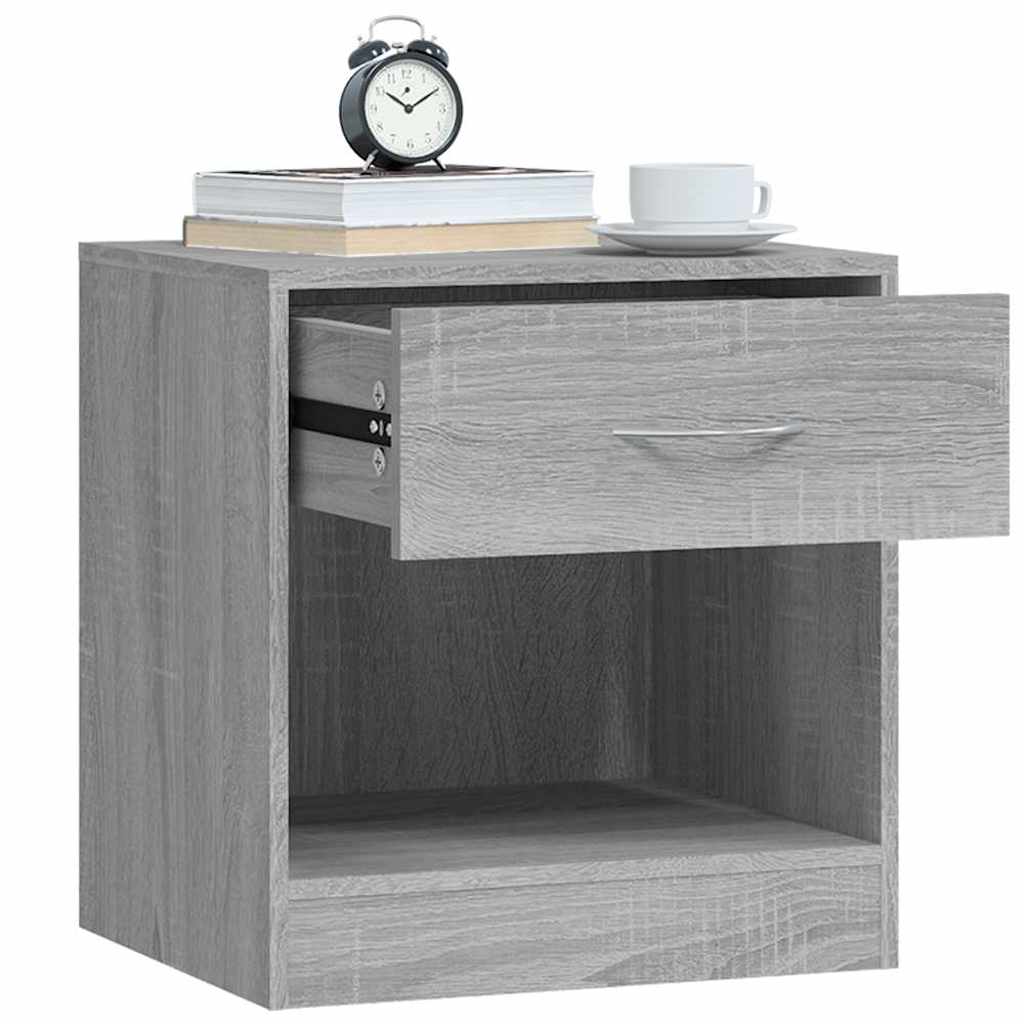 vidaXL Bedside Cabinets 2 pcs with Drawer Grey Sonoma 5