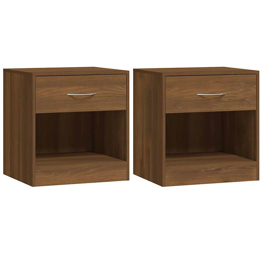 vidaXL Bedside Cabinets 2 pcs with Drawer Brown Oak 2