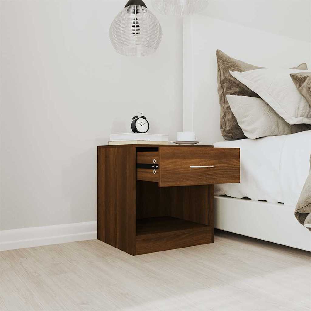 vidaXL Bedside Cabinets 2 pcs with Drawer Brown Oak 4