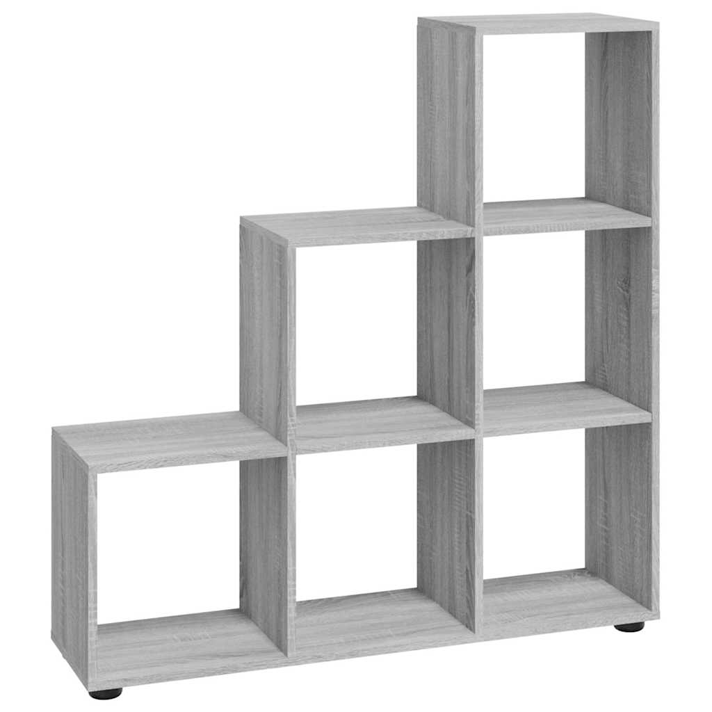 vidaXL Staircase Bookcase Grey Sonoma 107 cm Engineered Wood 2