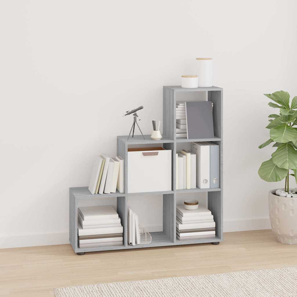 vidaXL Staircase Bookcase Grey Sonoma 107 cm Engineered Wood 1