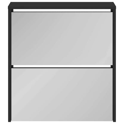 Shoe Cabinet with Mirror 2-Layer 63x17x67 cm Black
