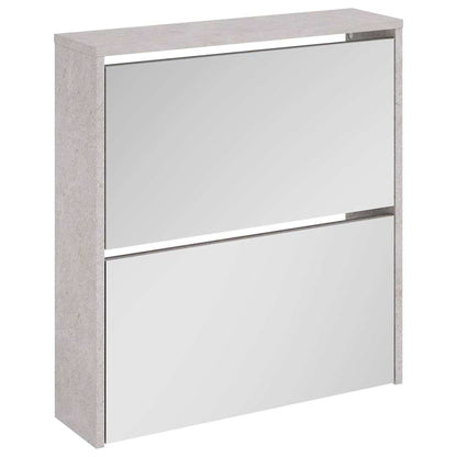 Shoe Cabinet with Mirror 2-Layer 63x17x67 cm Concrete grey