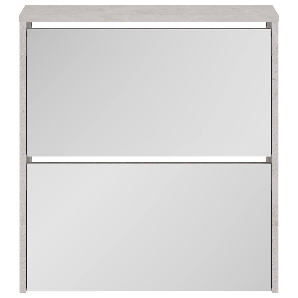 Shoe Cabinet with Mirror 2-Layer 63x17x67 cm Concrete grey