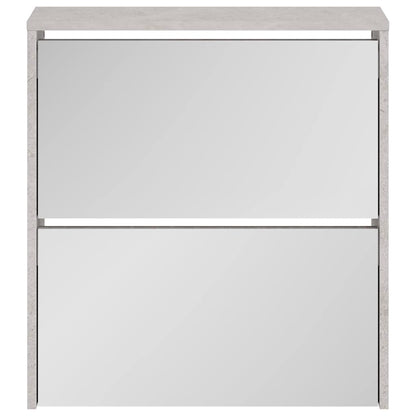 Shoe Cabinet with Mirror 2-Layer 63x17x67 cm Concrete grey