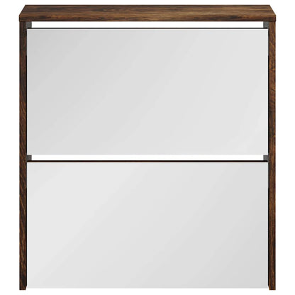 Shoe Cabinet with Mirror 2-Layer 63x17x67 cm Smoked oak