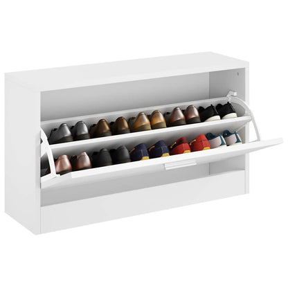 vidaXL Shoe Bench High Gloss White 80x24x45 cm Engineered Wood 3