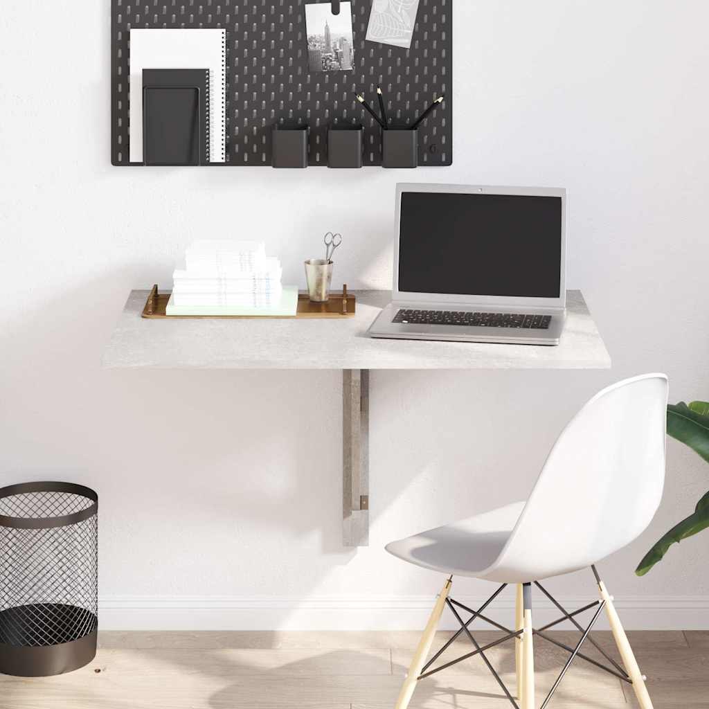 vidaXL Folding Wall Table Concrete Grey 100x60x56 cm Engineered Wood 1