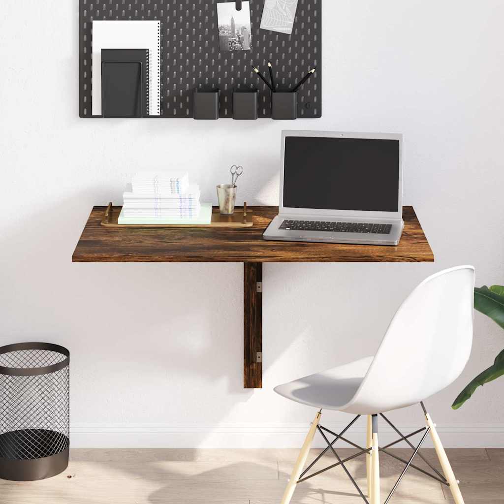 vidaXL Folding Wall Table Smoked Oak 100x60x56 cm Engineered Wood 1
