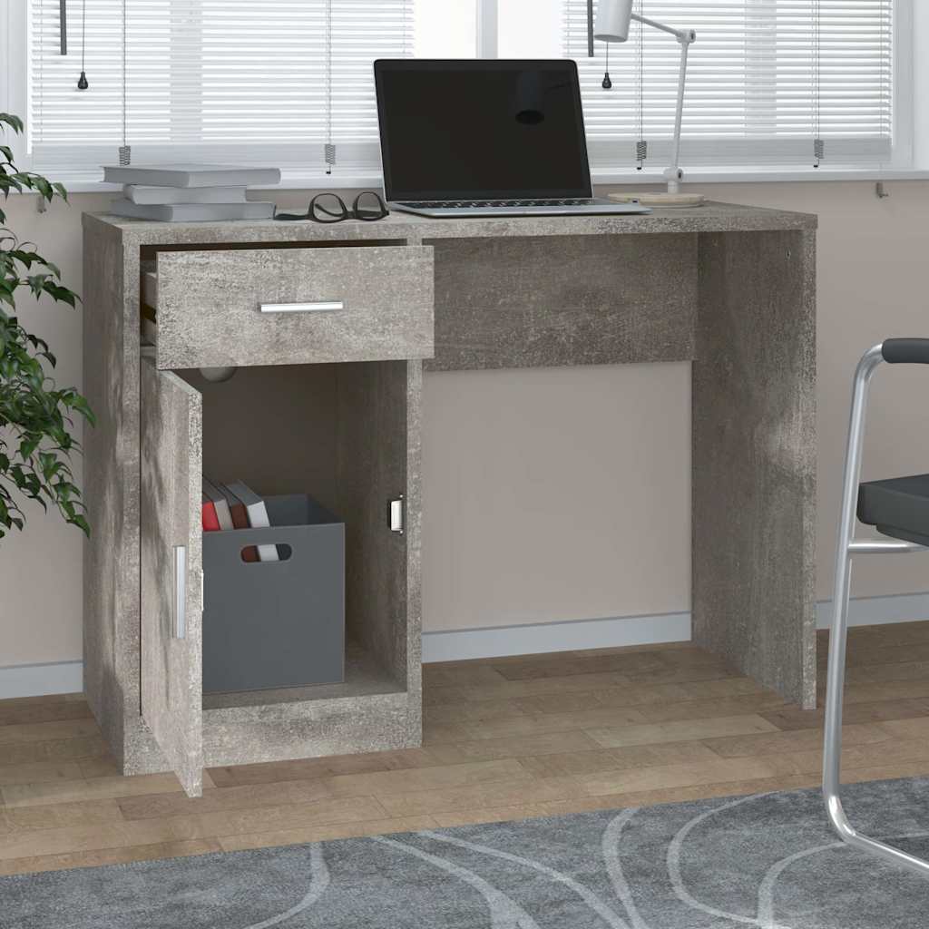 vidaXL Desk | Concrete Grey | Engineered Wood | 100cm x 40cm x 73cm | Desk 3
