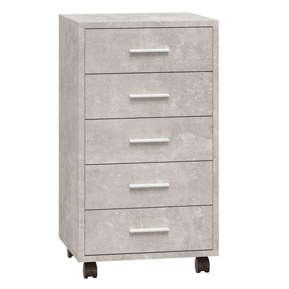 vidaXL Drawer Cabinet with Castors Concrete Grey Engineered Wood 2